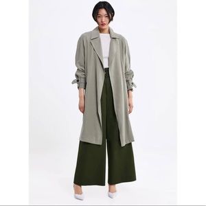 NWT ZARA Green Flowy Trench Coat